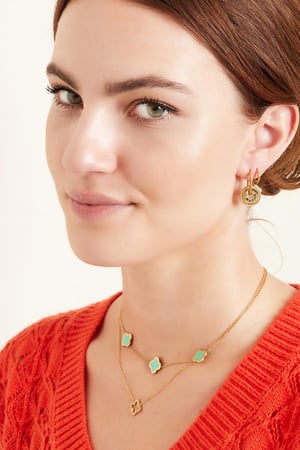 Necklace three colorful clovers Rose Stainless Steel h5 Picture5